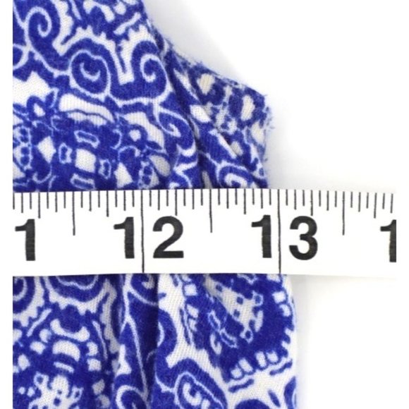 Lush Mediterranean Spaghetti Strap Maxi Blue White Pattern Soft Sun Dress S - Picture 8 of 9